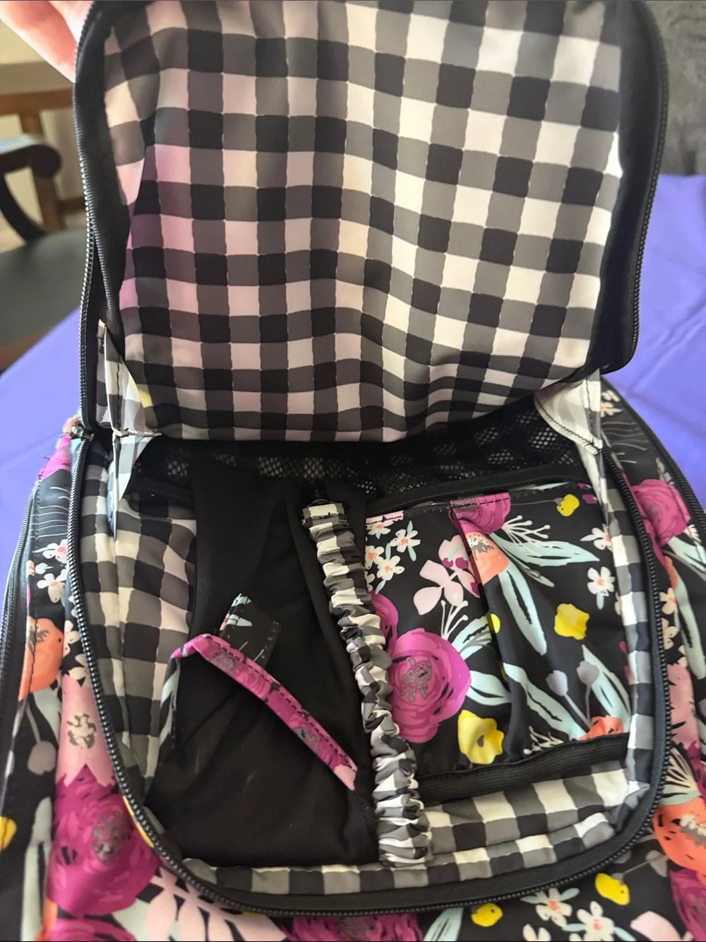 Ju-Ju Be Be Right Back Backpack Diaper Bag In Black and Bloom